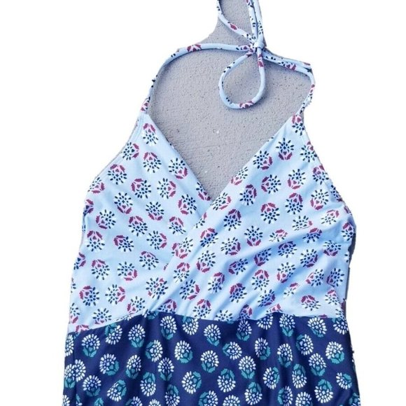 Ann Taylor LOFT Beach Sz 10 Halter One Piece Navy 